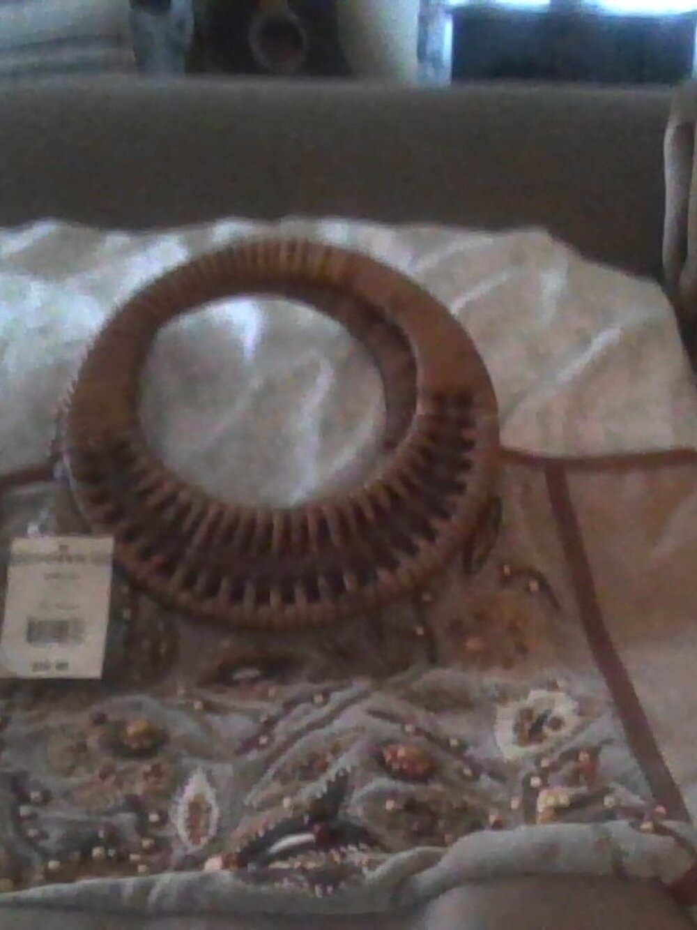 NWT Fossil handbag purse  tan w/wooden handles